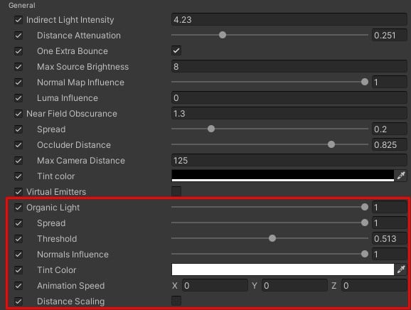 Organic Light settings in the Radiant GI inspector