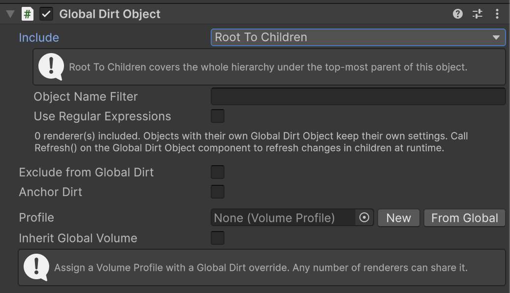 Global Dirt Object
