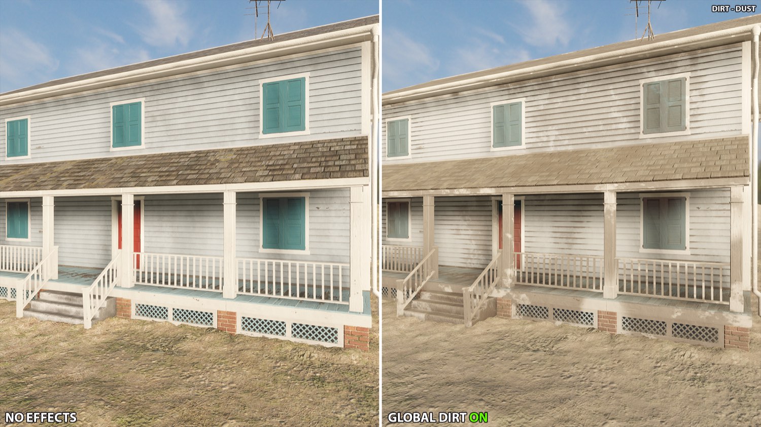 A wooden house exterior before and after the effect