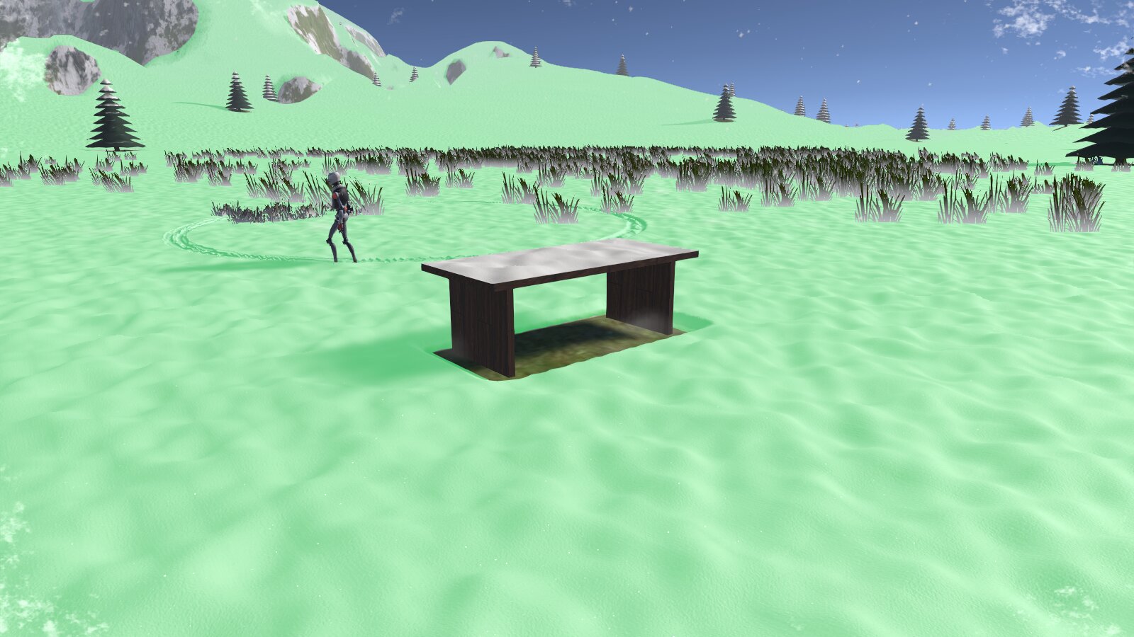 The same view with Show Receivers on: the terrain that carries the accumulation is tinted green
