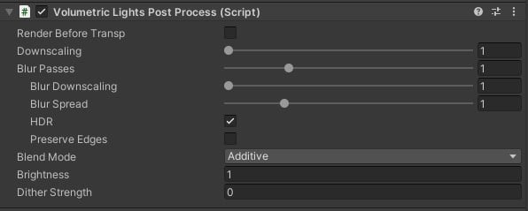 Post Process component inspector