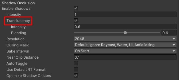 Translucency option in the inspector