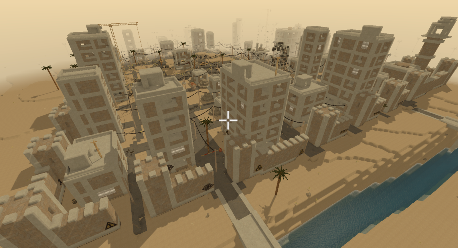 Voxel Combat Zone war-torn desert city