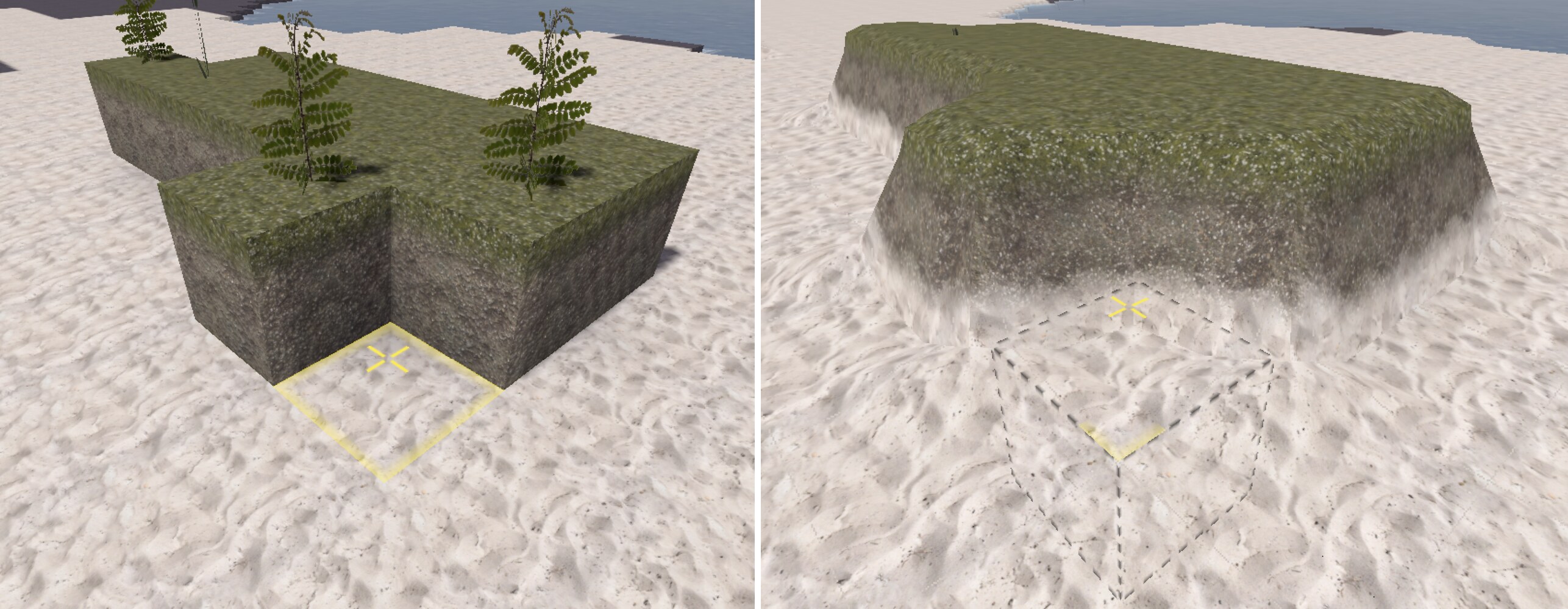 Smooth voxel terrain rendered with Surface Nets in Voxel Play 4