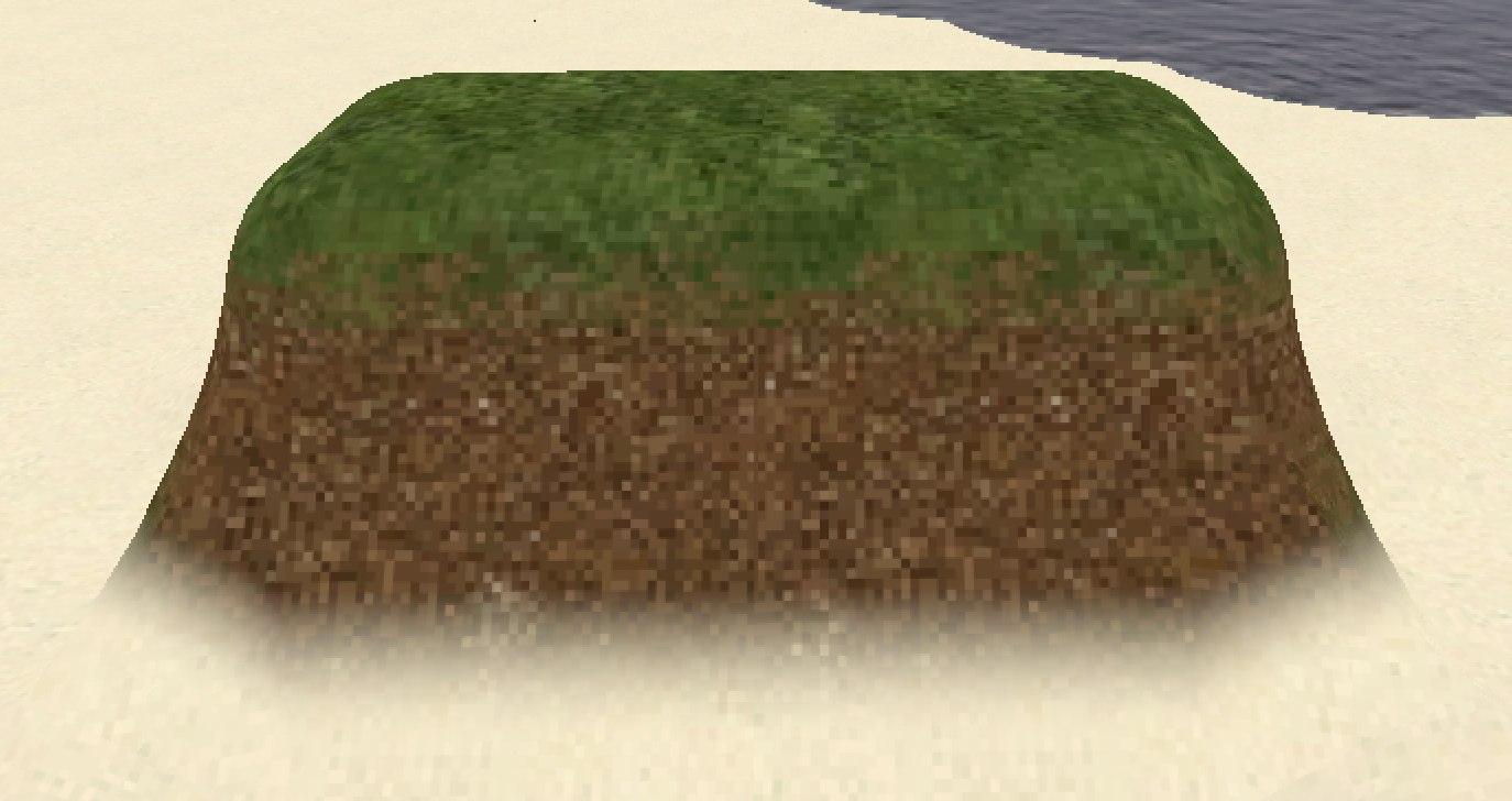Smooth terrain mound rendered with Tessellation enabled: edges and corners are fully rounded