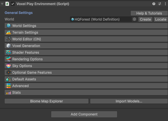 Voxel play environment options 0