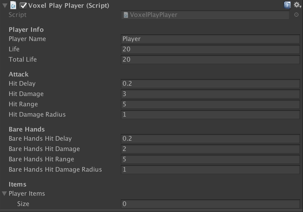 Voxel play faq default items 0
