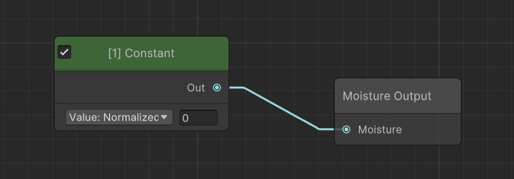 Constant node with value 0 connected to the Moisture Output