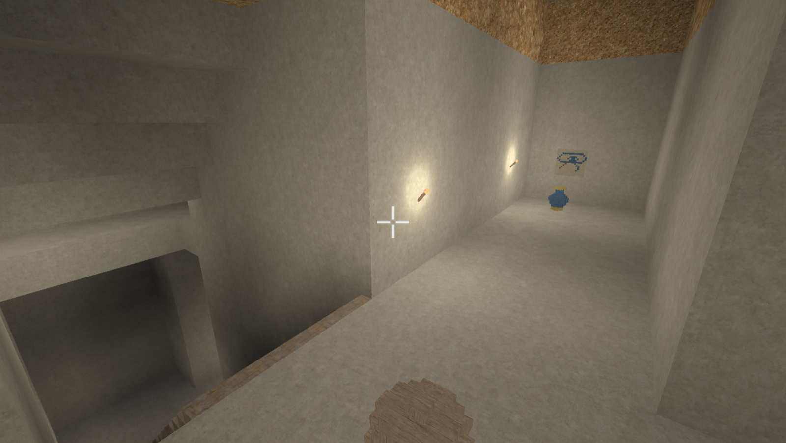 Pyramid interior: descent, galleries and maze