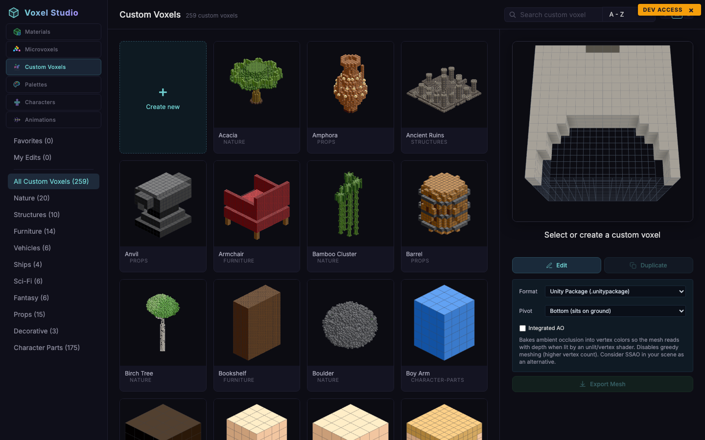 Custom Voxels browser