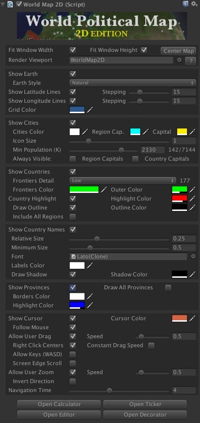 WorldMap2D Inspector
