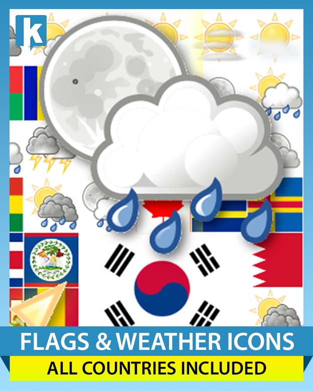 World Flags and Weather Symbols